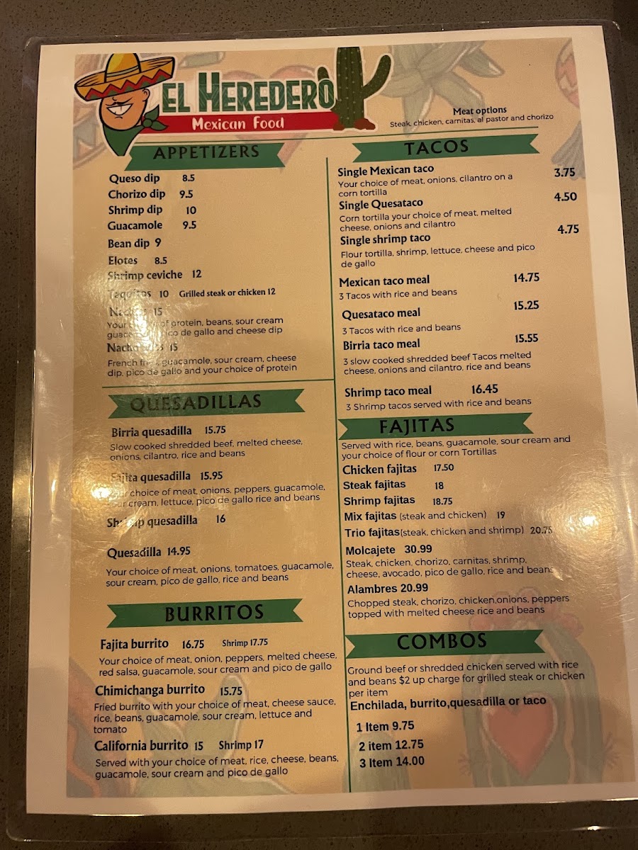 El Heredero (Mexican Food) Menu-1